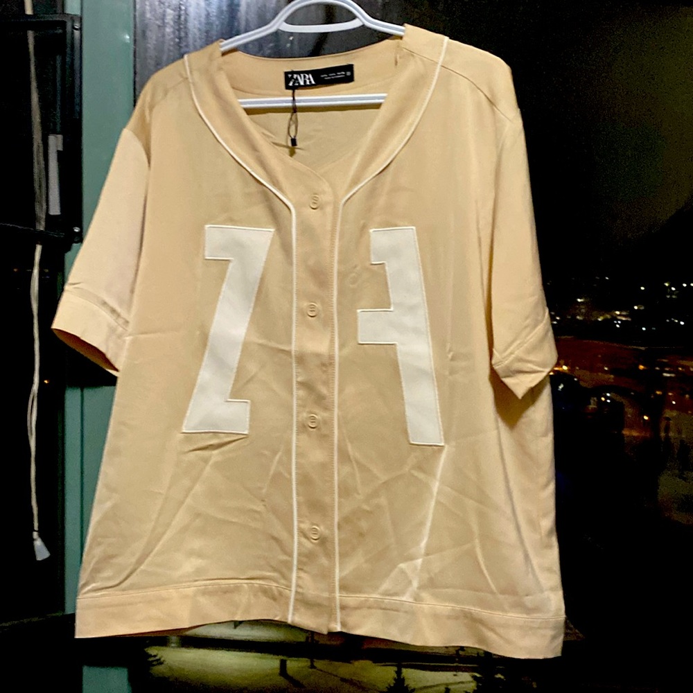 BNWOT Zara Z F Cream Jersey Top - Small